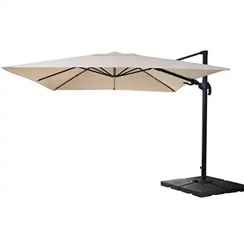 Mendler Gastronomie-Ampelschirm HWC-A96, 3x4m, schwenkbar, creme