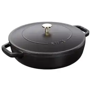 Staub Gusseisen Bräter rund 24 cm 2,5 L mit Chistera Tropfenstruktur