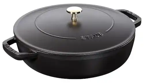 Staub Gusseisen Bräter rund 24 cm 2,5 L mit Chistera Tropfenstruktur