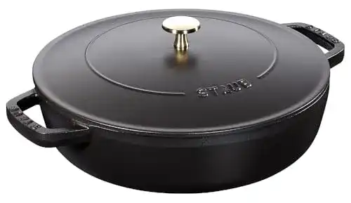 Staub Gusseisen Bräter rund 24 cm 2,5 L mit Chistera Tropfenstruktur