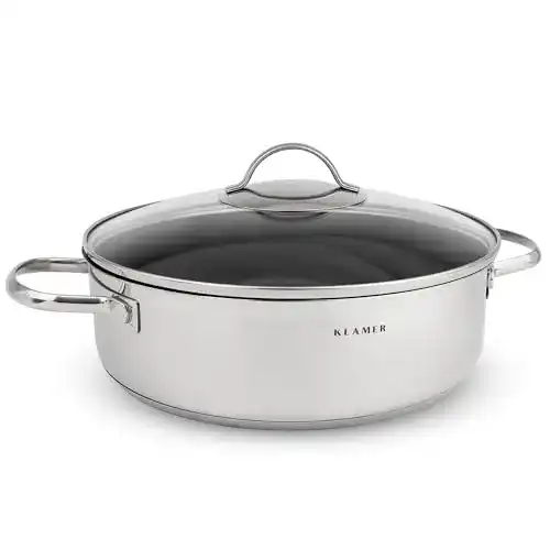 Schmorpfanne mit Deckel Klamer, 28 cm, für Induktion und Backofen geeignet