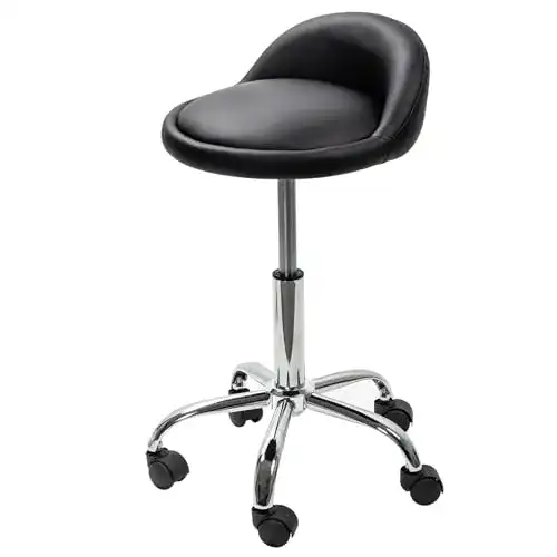 Verstellbarer und drehbarer Hocker mit Kissen in Schwarz