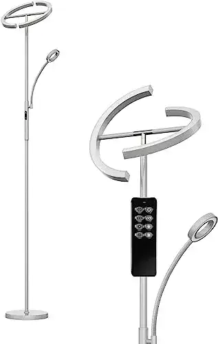 Deckenfluter Anten Stehlampe LED 20W mit 7W Leselampe in Grau