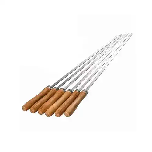 IMEEA Edelstahl Grillspieße mit Holzgriff Wiederverwendbare Spieße