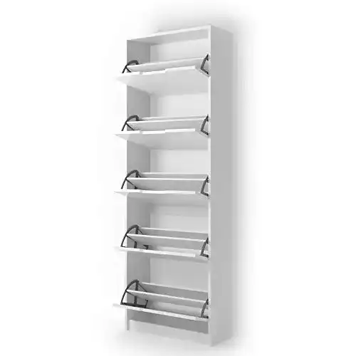 Vicco Schuhschrank Luca Schuhkipper in Weiß, 59 x 169 cm mit 5 Fächern
