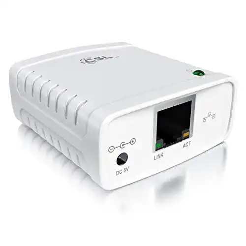 Csl-Computer Printserver für LAN Drucker mit USB 2.0 und Fast Ethernet