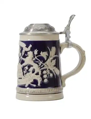 Haucoze Bierkrug mit Deckel und Gravur Steinkrug aus Keramik