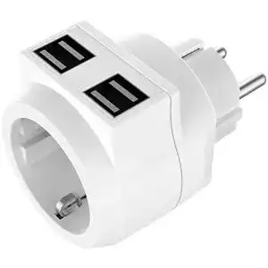 USB Steckdosenadapter mit 4 USB-Anschlüssen und 230 Volt Steckdose