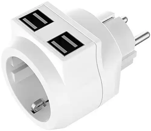USB Steckdosenadapter mit 4 USB-Anschlüssen und 230 Volt Steckdose