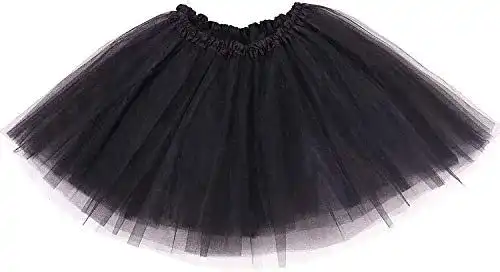 Tüllrock für Damen mit 4 Lagen Petticoat in Schwarz