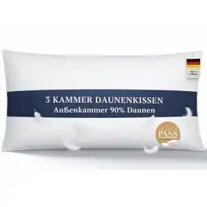 Brönning Daunenkissen 40 x 80 3 Kammer Kopfkissen für Allergiker