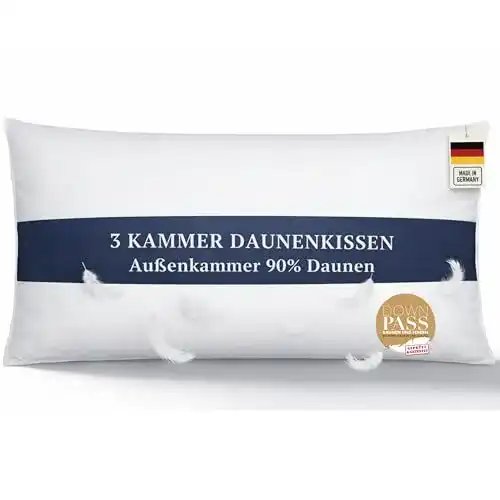 Brönning Daunenkissen 40 x 80 3 Kammer Kopfkissen für Allergiker