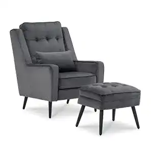 Relaxsessel mit Hocker von M Mcombo in Samt-Design für Wohnzimmer