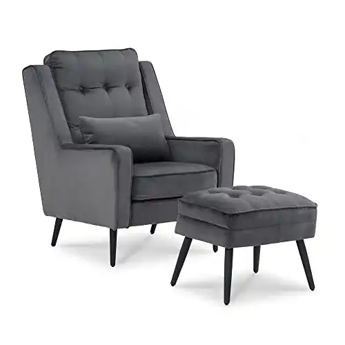 Relaxsessel mit Hocker von M Mcombo in Samt-Design für Wohnzimmer