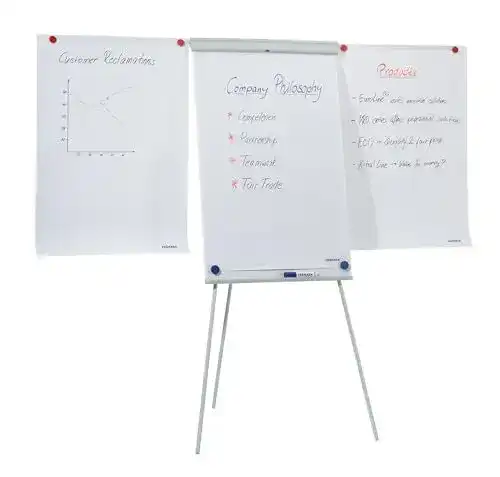 Flipchart Franken, beschreibbar und magnetisch mit zwei Seitenarmen
