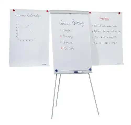 Flipchart Franken, beschreibbar und magnetisch mit zwei Seitenarmen