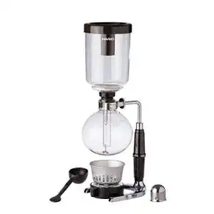 Vakuum-Kaffeebereiter von Hario aus Glas für 5 Tassen in Schwarz