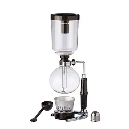 Vakuum-Kaffeebereiter von Hario aus Glas für 5 Tassen in Schwarz