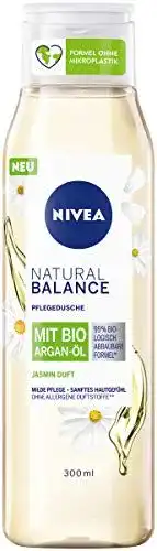 Duschgel ohne Mikroplastik von Nivea Natural Balance mit Jasmin und Bio Argan-Öl