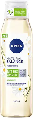 Duschgel ohne Mikroplastik von Nivea Natural Balance mit Jasmin und Bio Argan-Öl