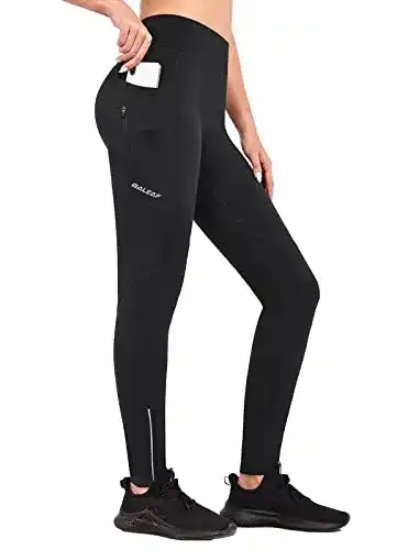 Fahrradhose für Damen BALEAF Winter lang mit Fleecefutter