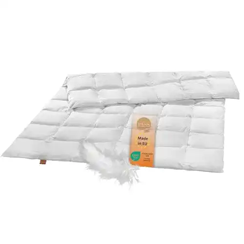 Daunendecke 240 x 220 cm – Federdecke mit Mako-Baumwolle und Klasse 1 Federn