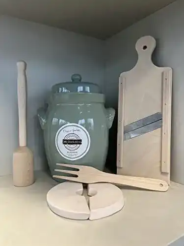 Gärtopf MS-Steinzeug Set 5 L in Pastellgrün für Fermentation