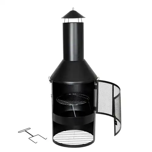 Grillkamin Buri Garten- und Terrassenkamin 134×45 cm pulverbeschichtet