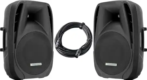 Pronomic 2X PH15A DJ Aktivboxen – Mobile Lautsprecher mit Bluetooth und MP3-Player