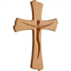 Holzkreuz aus Buchenholz für Wanddekoration – Modernes Kruzifix