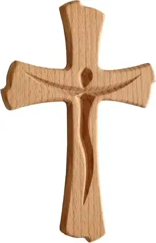 Holzkreuz aus Buchenholz für Wanddekoration – Modernes Kruzifix