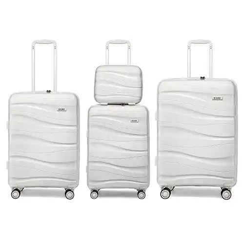 4-teiliges Koffer-Set von KONO mit Hartschalen und TSA-Schloss