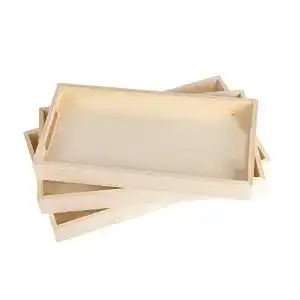 Holztabletts in rechteckiger Form, verschiedene Größen im Set