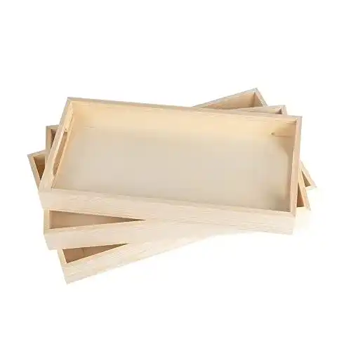 Holztabletts in rechteckiger Form, verschiedene Größen im Set