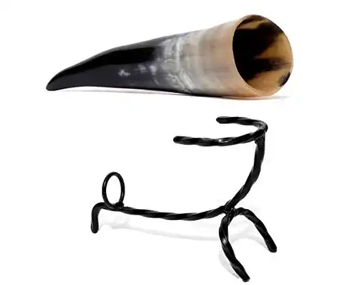 Trinkhorn Brillibrum Design Becher aus echtem Kuhhorn mit Griff
