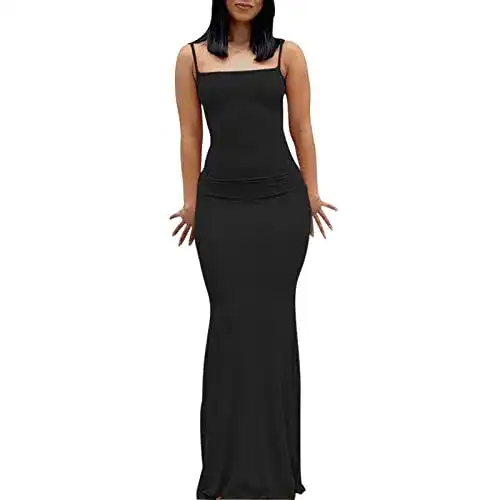 Abendkleid Damen mit Spaghettiträger und figurbetonter Passform