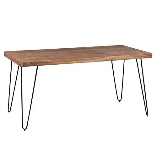 Esstisch aus Holz mit Metallbeinen von Finebuy Massivholz Esszimmertisch