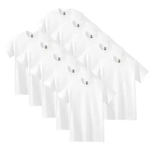 Weißes Gildan T-Shirt für Herren aus Baumwolle in Unisex-Form