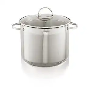 KHG Kochtopf XXL 26 cm, 10 Liter Induktion aus Edelstahl mit Glasdeckel