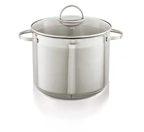 KHG Kochtopf XXL 26 cm, 10 Liter Induktion aus Edelstahl mit Glasdeckel