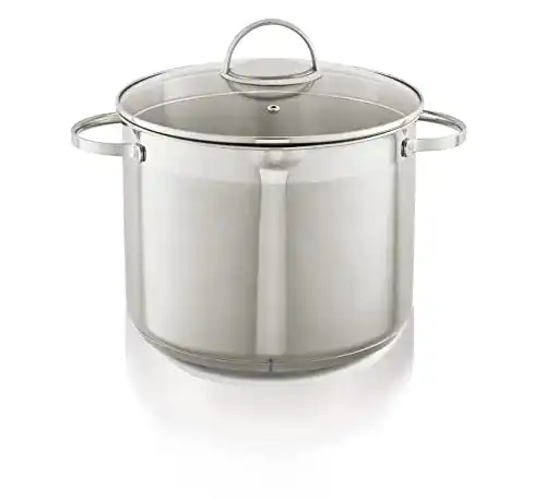 KHG Kochtopf XXL 26 cm, 10 Liter Induktion aus Edelstahl mit Glasdeckel