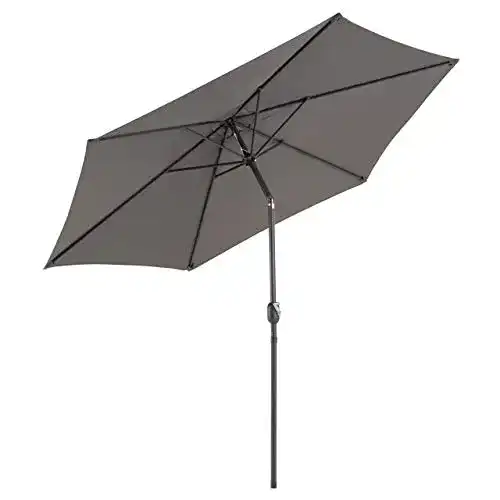Sonnenschirm grau 290 cm Durchmesser mit UV Schutz und Kurbel