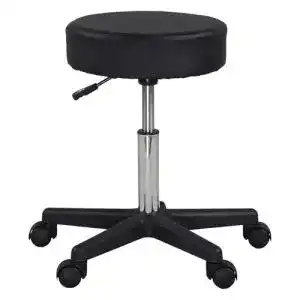 Hocker display4top in Schwarz mit verstellbarem Rollkissen für Tattoo-Studios