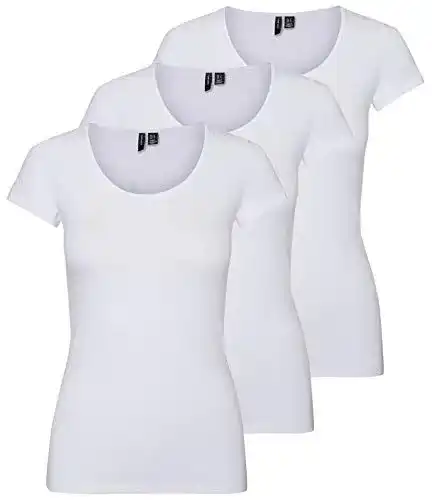 Weißes Damen T-Shirt Vero Moda VMMAXI My Soft SS U-Neck im 3er-Pack