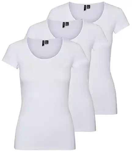 Weißes Damen T-Shirt Vero Moda VMMAXI My Soft SS U-Neck im 3er-Pack