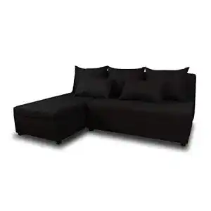 Ecksofa Pono mit Schlaffunktion und Bettkasten in Schwarz