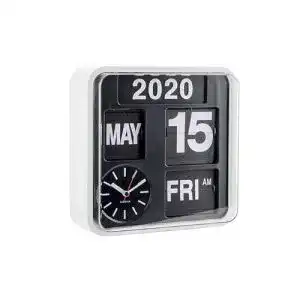 Karlsson KA5364WH Mini-Wanduhr mit Kalender und Fallblattanzeige