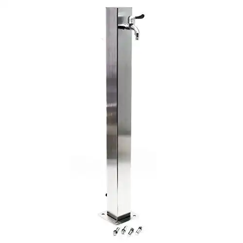 Wasserzapfsäule Wiltec aus Edelstahl, 95 cm, eckige Wasserzapfstelle