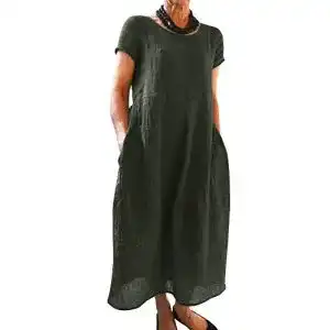 Boho Kleid Imuedaen Sommerkleid für Damen mit Rundhalsausschnitt