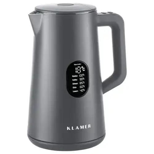 Wasserkocher 1,5 Liter Edelstahl 1800W mit Temperatureinstellung